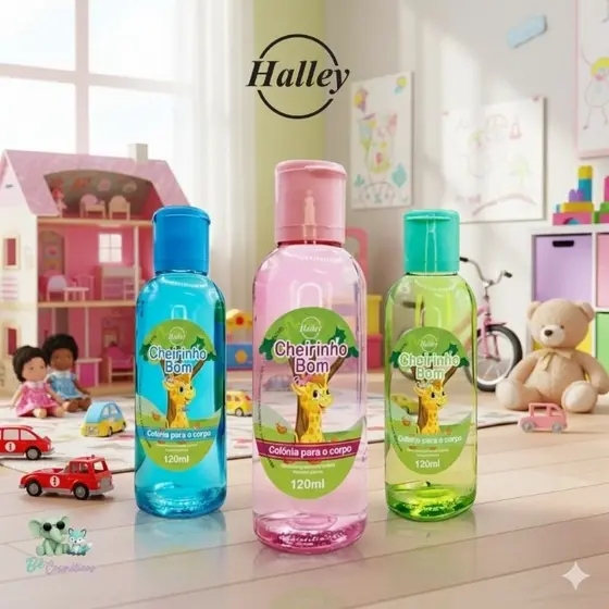 Halley Cheirinho Bom Kit 3 Colônias Azul, Rosa e Lavandita