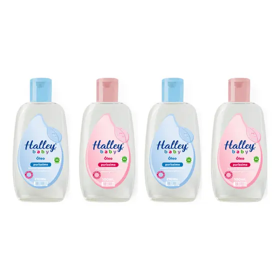 4 Óleos Infantis Halley Baby Azul E Rosa Previne Assaduras