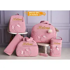 Kit bolsa maternidade borboleta para menina 5 peças (personalizado)