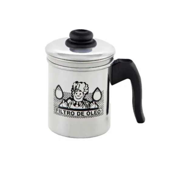 Pote Filtro Coador Guarda Oleo Cozinha 1l Aluminio Peneira