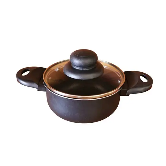 Caçarola Antiaderente Econômica 14cm Tampa de Vidro