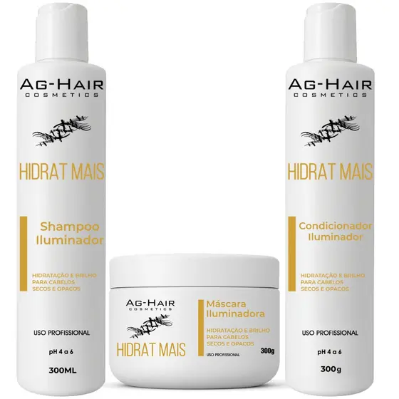 ✨ Kit Shampoo + Condicionador + Máscara Iluminadora Restaura fios danificados por progressiva, coloração ou descoloração