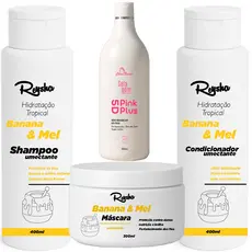 Marroquina Pink Plus 5D Profissional + Kit Pré & Pós Química Reysha - Cabelo 100% Liso & Hidratado