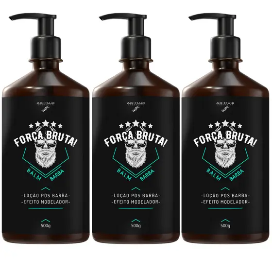 Kit 3x Balm Força Bruta Premium para Barba - Hidratação, Nutrição e Modela Os Fios
