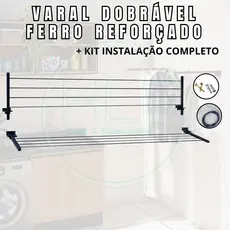 Varal De Parede Retrátil Dobrável Aço Reforçado 20 Metro Reforçado Lavanderia Apartamento Casa Roupa