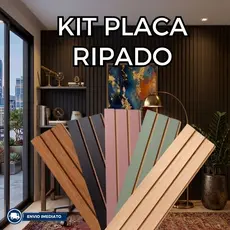 Placa Ripado MDF Revestimento Decorativo 45x11cm Painel De Parede Autocolante - Várias Quantidades