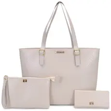 Bolsa Feminina Shopper Sacola Grande Casual Faculdade + Necessaire Casual + Carteira Feminina