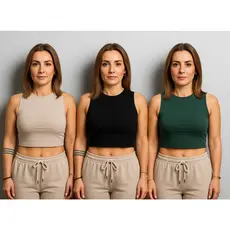 Kit 3 Cropped Ribana Feminino – Malha Macia, Modela o Corpo