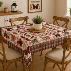 Toalha de Mesa Decorativa 4 a 6 Lugares Para Mesa de Cozinha Jantar Retangular Estampada Resistente