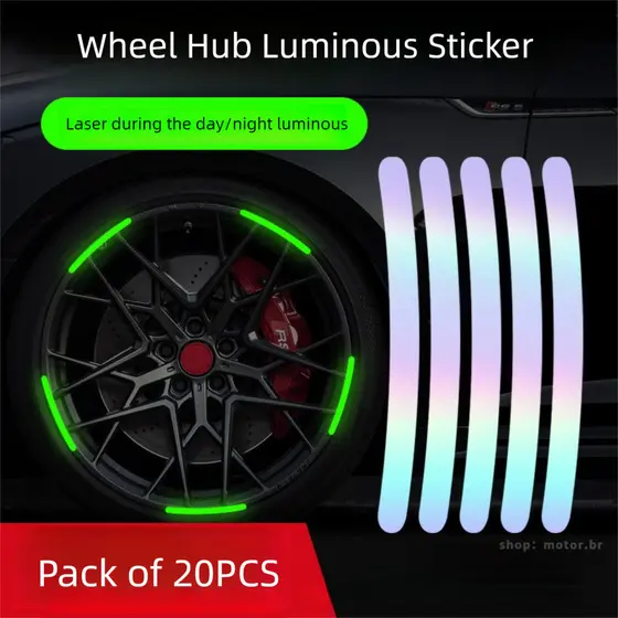 20 Pçs Auto Luminoso Roda Hub Adesivos Coloridos Laser Anti-Colisão Adesivo Reflexivo Para Carro Bicicleta Acessórios Pe