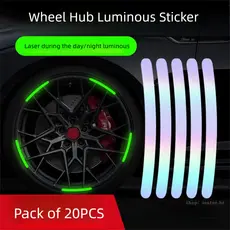 20 Pçs Auto Luminoso Roda Hub Adesivos Coloridos Laser Anti-Colisão Adesivo Reflexivo Para Carro Bicicleta Acessórios Pe