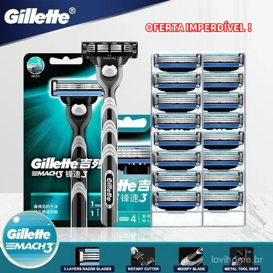 Gillette MACH 3 - Cartucho com 3 Unidades | Reposição para Barbear Suave e Preciso