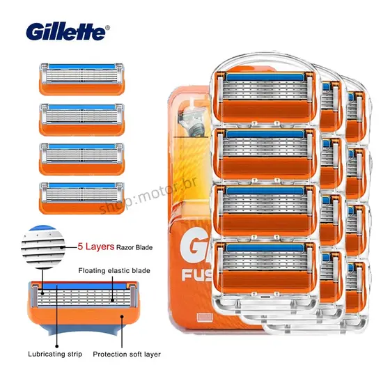 Lâminas Barbeador Gillette Fusion 5 Layers-Design Ergonómico para Um Barbeado Suave Itens de Limpeza Masculina