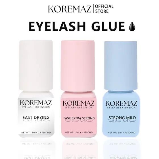 KOREMAZ 5ml 1 Segunda Cola Rápida Seca Forte Extensões De Cílios Falsos Para De Baixo Cheiro Profissional