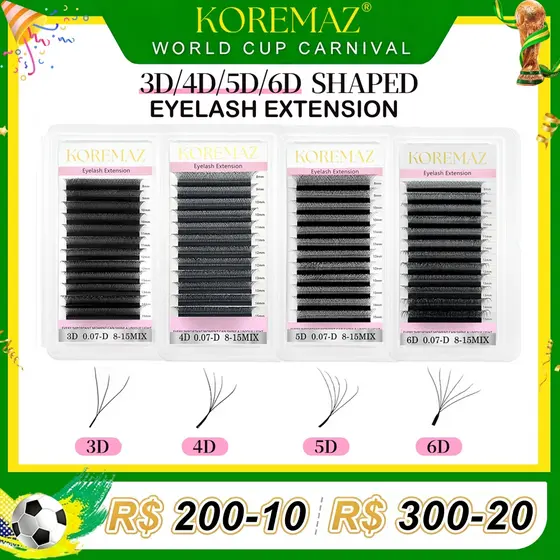 KOREMAZ 3D/4D/5D/6D W Extensões De cílios Em Forma 0,07 C/D Faux Mink cílios postiços naturais,cilios para extensão