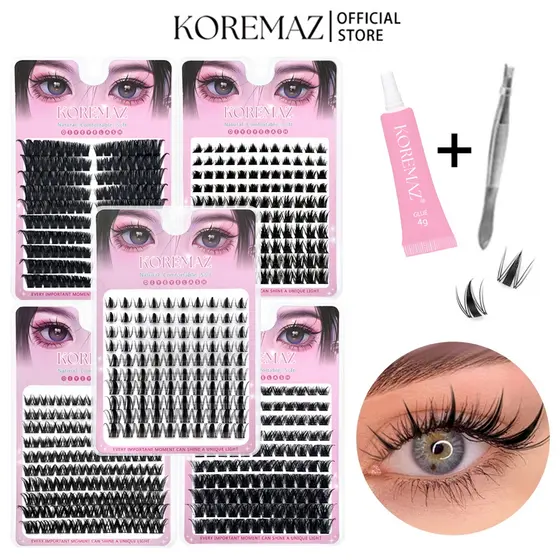 < 1 Pedido 1 pcs Gift > KOREMAZ 10 Linhas cílios tufinho Individuais Fluffy Extensões de Cílio，8-16 Mm , Aplicação Fácil