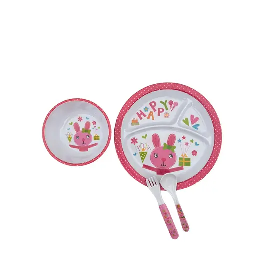 Kit Refeição Infantil Prato Com Divisórias Para Papinha Bebê Pratinho Jogo C/ 4 Pçs Para Alimentação