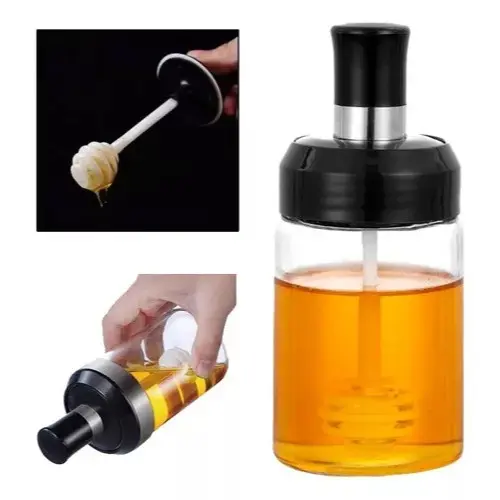 Kit Vidro Meleira e Pegador Meleira Colmeia Tampa De Vedação Pote Mel 260ml