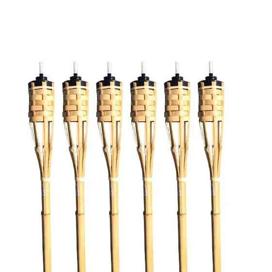 Kit Com 6 Tochas De Bambu Iluminação Decoração Tocha Luau 120cm
