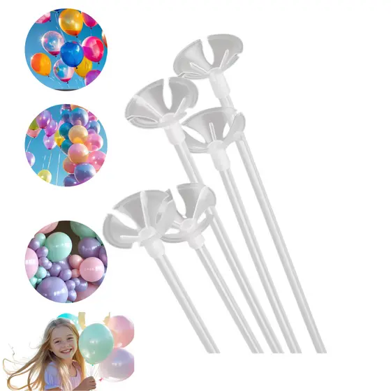 Kit Com 100 Unidades Varetas Haste Para Fixar Balão 42cm Transparente