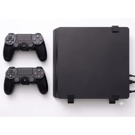 Suporte Parede compatível com Playstation 4 PS4 Slim + 2 Suportes Controle + bucha e parafusos