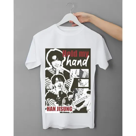 Camiseta Feminina Masculina Kpop Estampa Hold My Hand Han Jisung Stray Kids