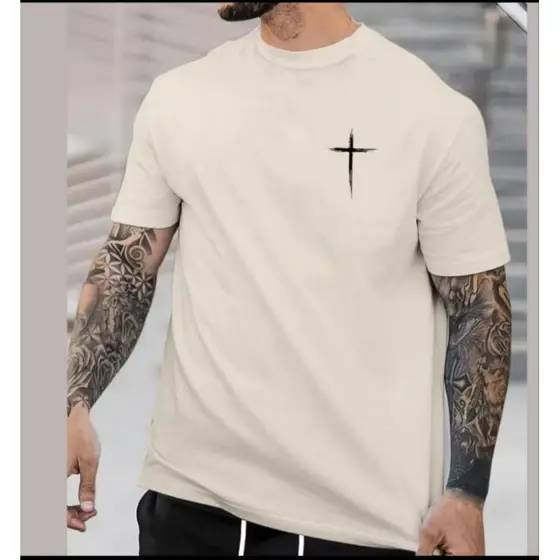 Camiseta t-shirt cristã cruz blusa lançamento 100%algodao tecido premium