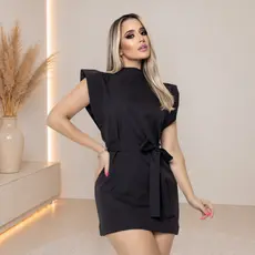 Vestido Feminino Curto Tubinho de Alfaiataria com Cinto Social Festa Várias Cores Chic 36 ao 44