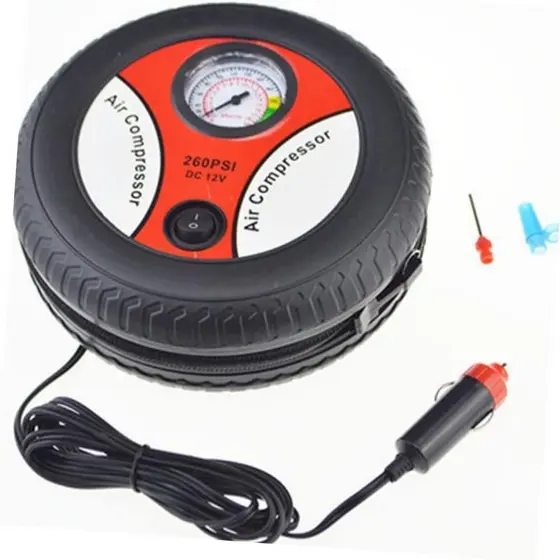 MINI COMPRESSOR DE AR 12V PORTÁTIL 260PSI CALIBRADOR PARA CARRO E BIKE