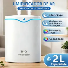 Umidificador Purificador De Ar Portátil 2 Litros Humidificador Difusor Grande Ambiente Elétrico Aromatherapy