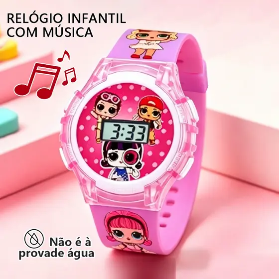 Relógio Digital Infantil Modelo Multifuncional Pisca Luz E Sai Musica Decorativa Para Crianças E Meninas