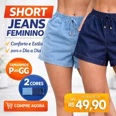 Short jeans feminino soltinho para verão, bermuda soltinha casual, balada, praia, dia a dia, linda