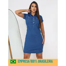vestido feminino jeans  confortavel casual dia a dia de manga soltinha