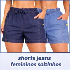 Short feminino soltinho, Bermuda jeans feminina, praia feminino, Short jeans feminino cintura alta..