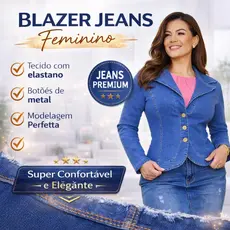 Jaqueta linda em jeans, jaqueta feminina casual, casaquinho feminino social, Blazer feminino jeans