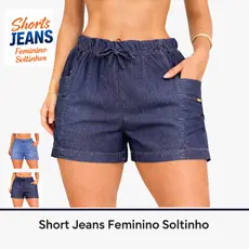 Short feminino soltinho, Bermuda jeans feminina, praia, short jeans feminino confortável e elegante