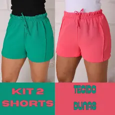 kit 2 short feminino, short de elástico soltinho bermudinha feminina casual confortável básico verão