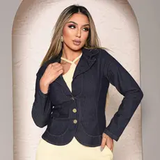 jaqueta linda feminina jeans, blazer jeans feminino casual para inverno