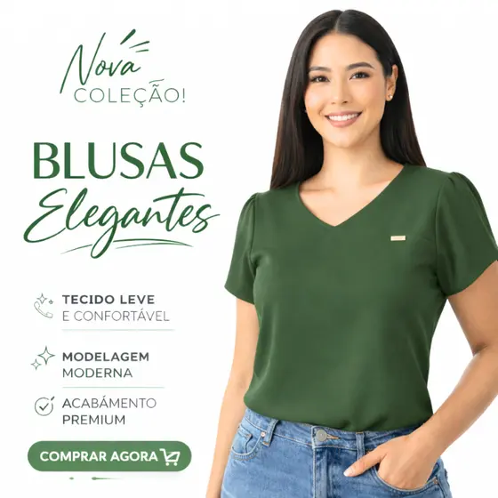 Blusa Feminina Elegante Manga Curta Tecido Leve e Confortável social para o verão e dia quente