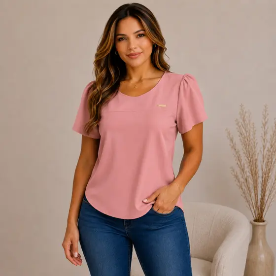 Blusa Feminina Premium Manga Curta Confortável e Estilosa e confortável