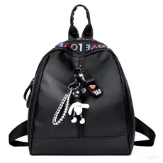 Bolsa Crazy Mochila Feminina Pequena Escola casual Com Chave Preta