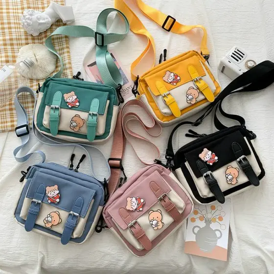 Bolsa Louca Estilo Coreano De Ombro De Lona Para Mulheres Novas Bolsas Corporais Da Moda 2025