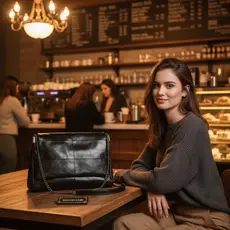 Bolsa de Ombro Feminina CHENXIAOH em PU - Grande Capacidade, Estilo Rock Preto, Bolsa com Aba e Design de Corrente para