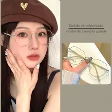 Moldura De Óculos Redondo Feminino Lente Transparente Anti-Radiação Filtro Armações poligonais elegantes anti-luz azul