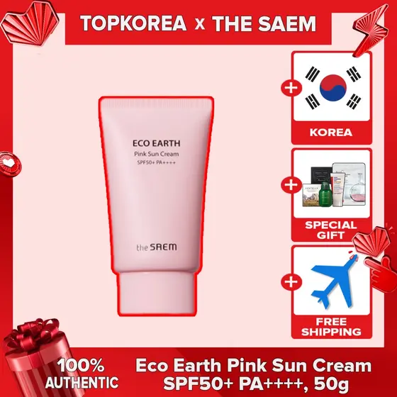 O SAEM Eco Earth Pink Sun Cream Fps50 + PA + , 50g TOPKOREA Envio Da Coreia