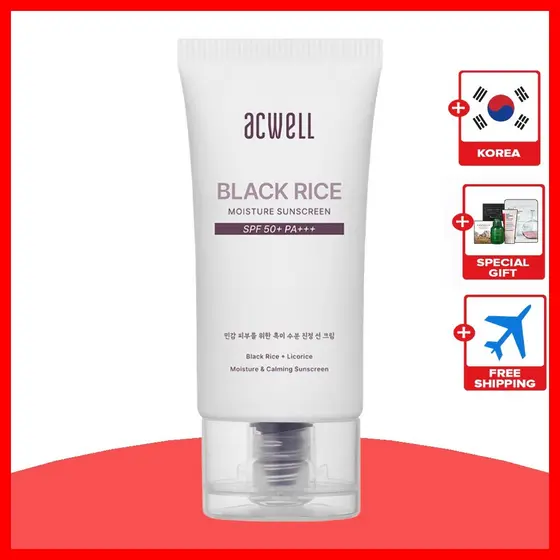 [acwell] Protetor Solar Hidratante De Arroz Preto , Fps 50 + PA + + , 50ml , 1 Unidade/Coreano Fps50