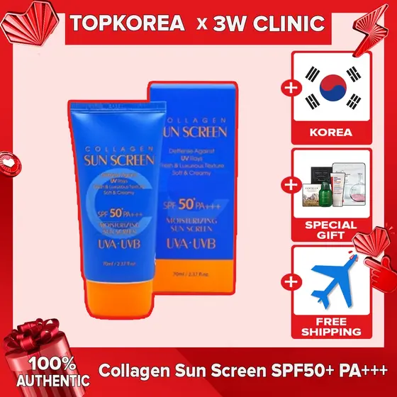 ★ Clínica 3W Protetor Solar De Colágeno Fps50 + PA + + 70ml/TOPKOREA/Envio Da Coreia