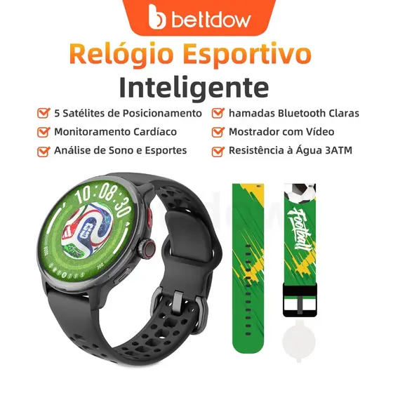 smartwatch GPS BETTDOW Com Aplicativos AI Integrados , Resistência À Água De 3 ATM E display AMOLED