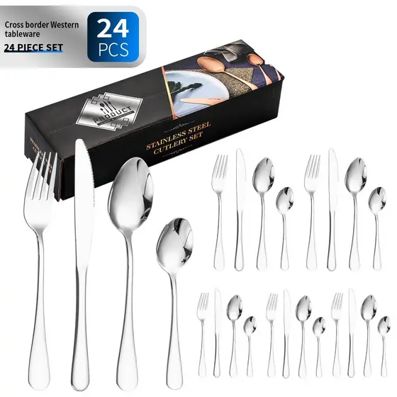 Faqueiro Jogo de Talheres 24 peças ou Faqueiro Aço Inox utensílios de cozinha