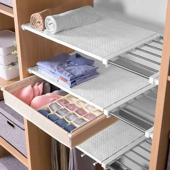Organizador Prateleira Inteligente Retrátil portátil 53 a 90 cm Aço inoxidável Branca Extensível Largura 30cm